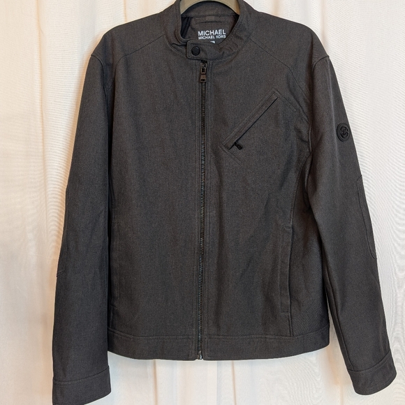 Michael Kors Racer Men's Jacket Coat Charcoal Gray Multi-pocket Large